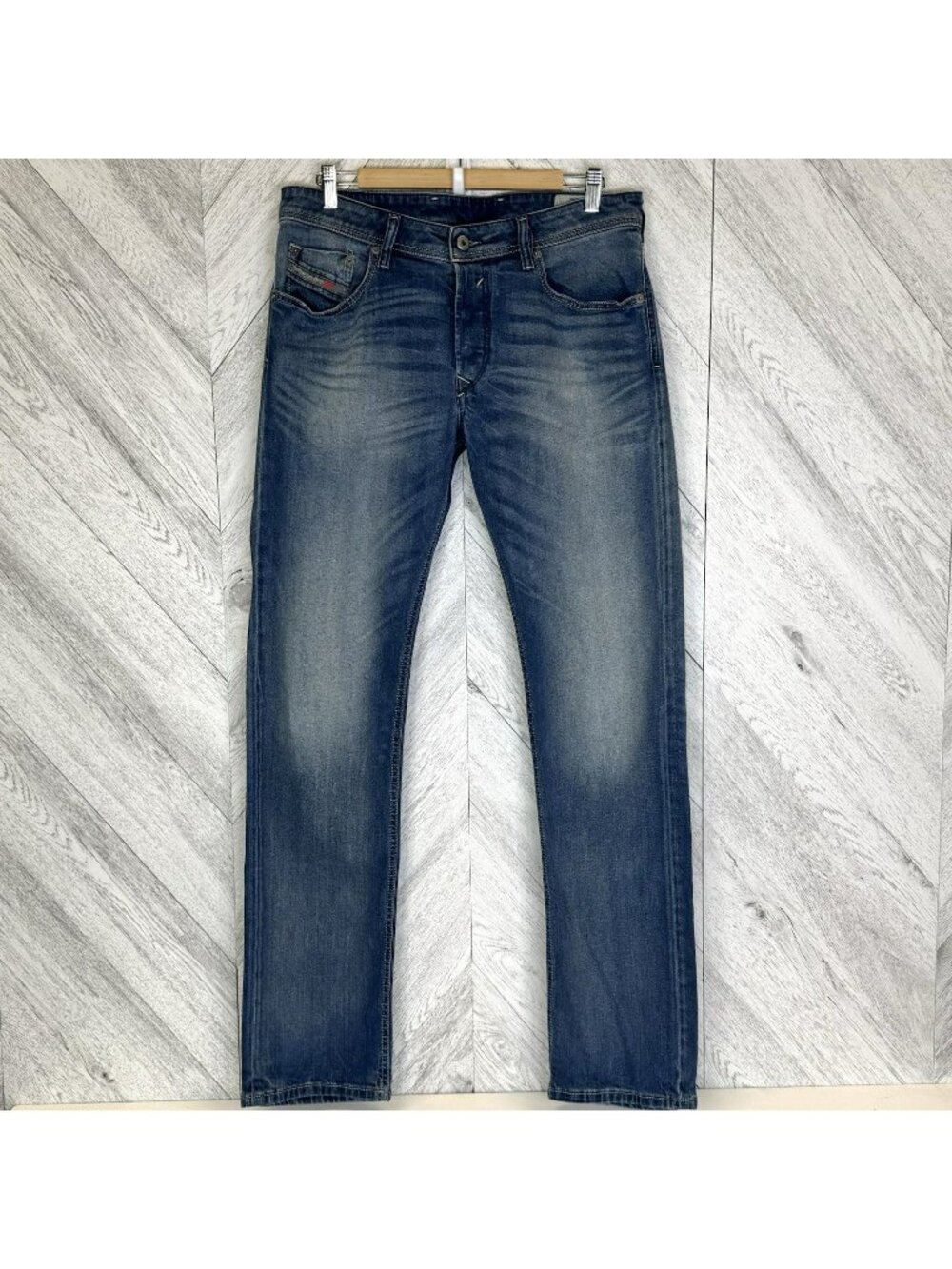 Diesel Waykee Jeans Mens 33x34 Regular Straight Stretch Denim 084DF Button Fly